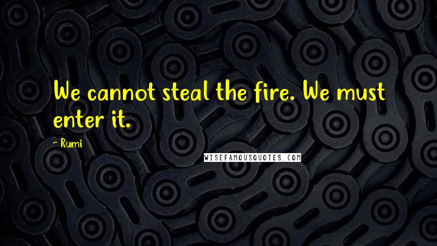 Rumi Quotes: We cannot steal the fire. We must enter it.