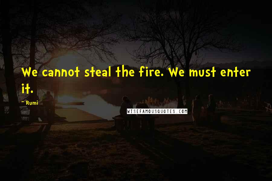 Rumi Quotes: We cannot steal the fire. We must enter it.