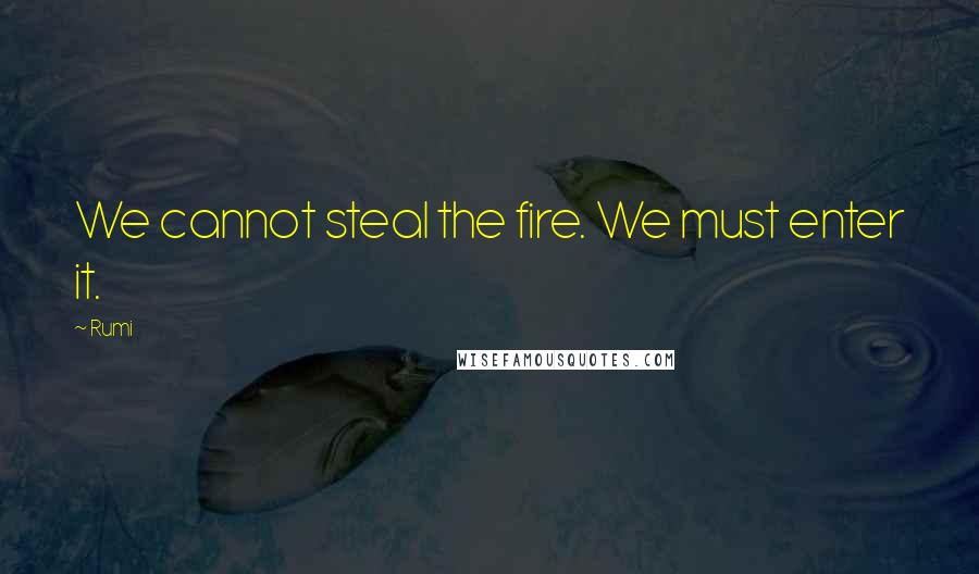 Rumi Quotes: We cannot steal the fire. We must enter it.