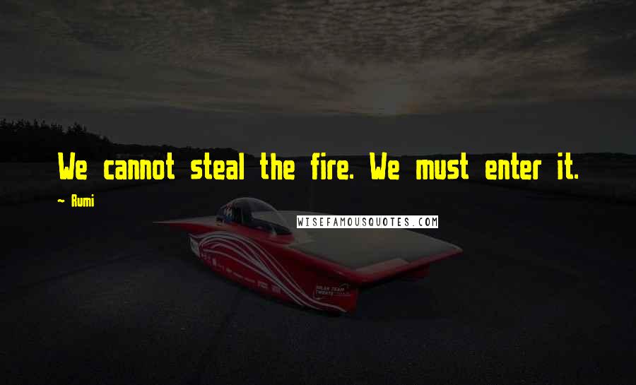 Rumi Quotes: We cannot steal the fire. We must enter it.