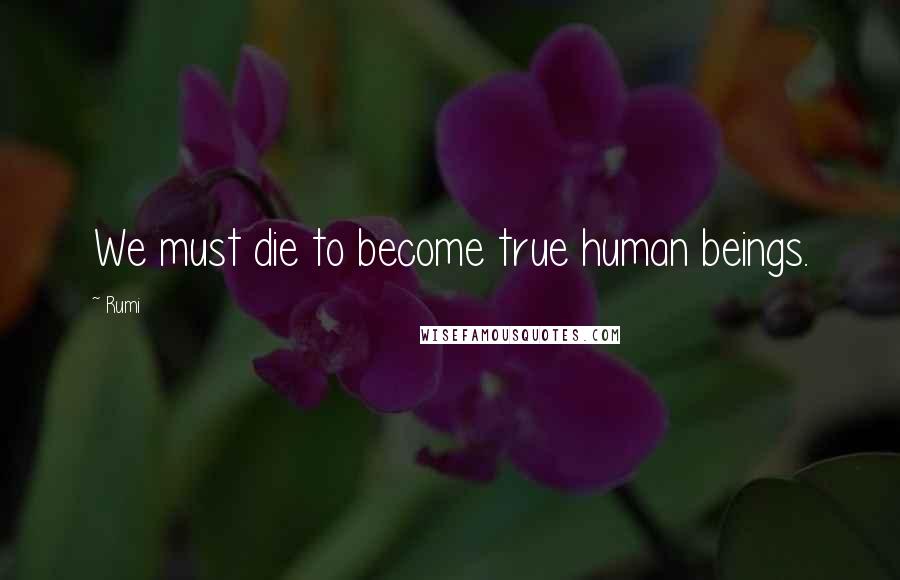 Rumi Quotes: We must die to become true human beings.