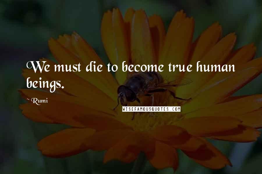 Rumi Quotes: We must die to become true human beings.