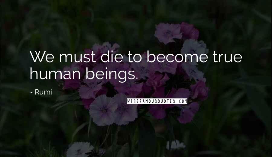 Rumi Quotes: We must die to become true human beings.