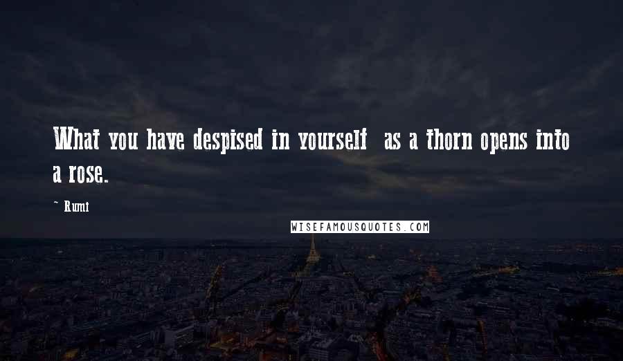 Rumi Quotes: What you have despised in yourself  as a thorn opens into a rose.