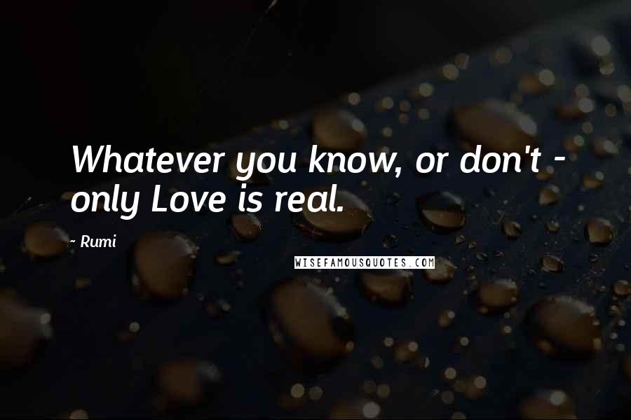 Rumi Quotes: Whatever you know, or don't - only Love is real.