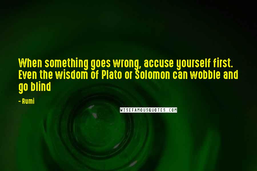Rumi Quotes: When something goes wrong, accuse yourself first. Even the wisdom of Plato or Solomon can wobble and go blind