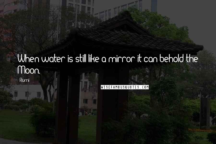 Rumi Quotes: When water is still like a mirror it can behold the Moon.