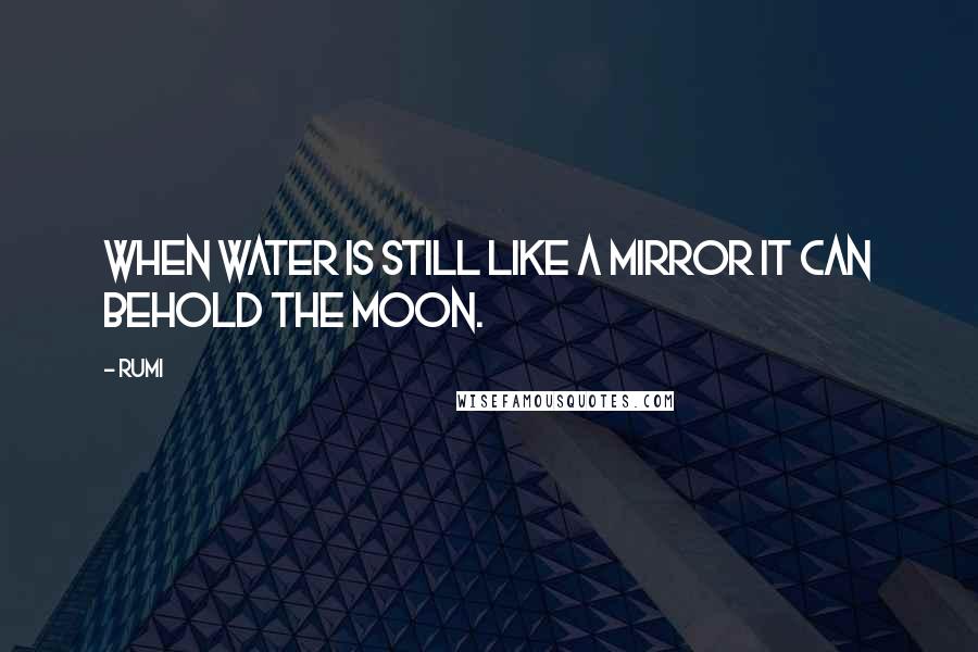 Rumi Quotes: When water is still like a mirror it can behold the Moon.