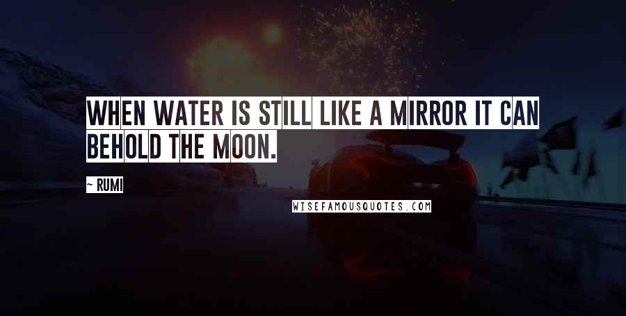 Rumi Quotes: When water is still like a mirror it can behold the Moon.