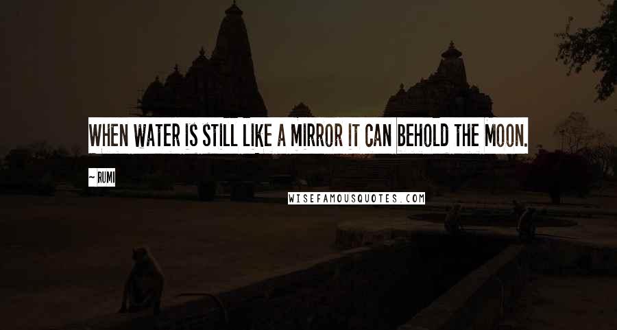 Rumi Quotes: When water is still like a mirror it can behold the Moon.