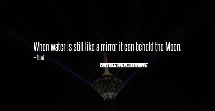 Rumi Quotes: When water is still like a mirror it can behold the Moon.