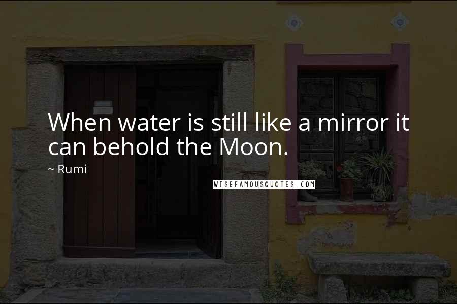 Rumi Quotes: When water is still like a mirror it can behold the Moon.