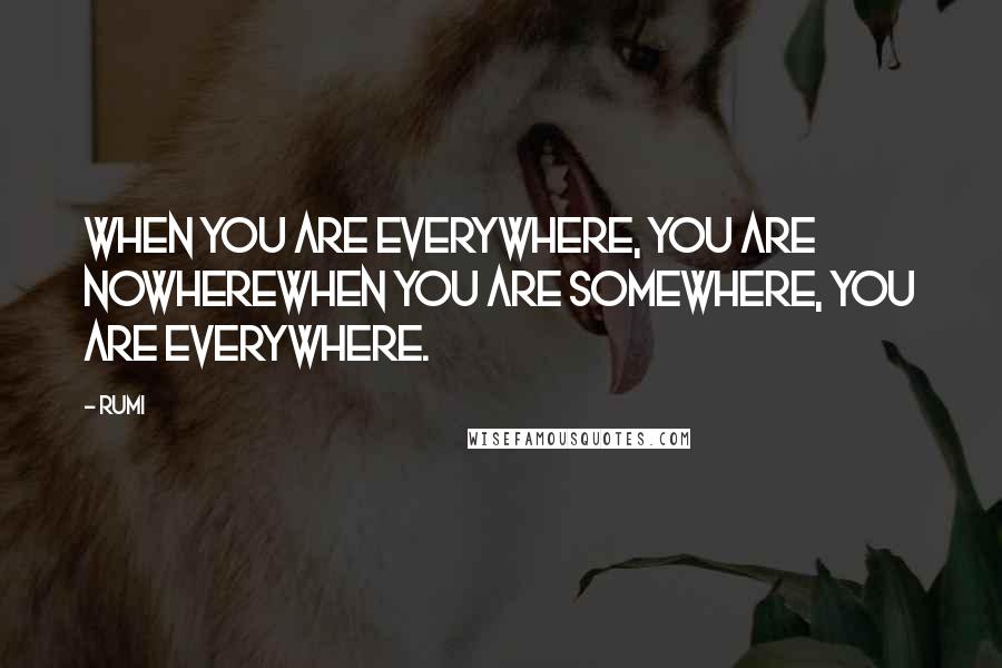 Rumi Quotes: When you are everywhere, you are nowhereWhen you are somewhere, you are everywhere.