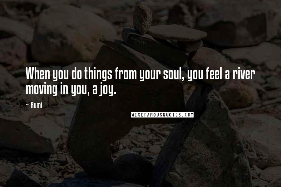 Rumi Quotes: When you do things from your soul, you feel a river moving in you, a joy.