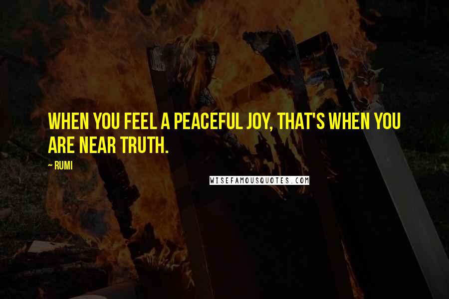 Rumi Quotes: When you feel a peaceful joy, that's when you are near truth.