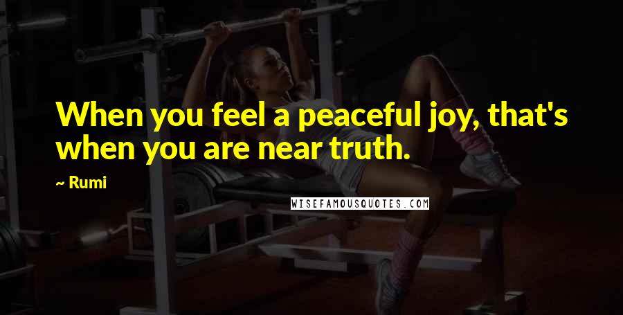 Rumi Quotes: When you feel a peaceful joy, that's when you are near truth.