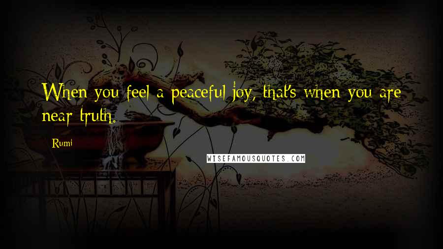 Rumi Quotes: When you feel a peaceful joy, that's when you are near truth.