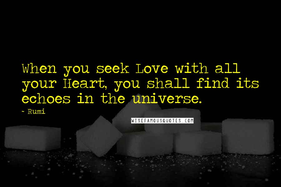 Rumi Quotes: When you seek Love with all your Heart, you shall find its echoes in the universe.