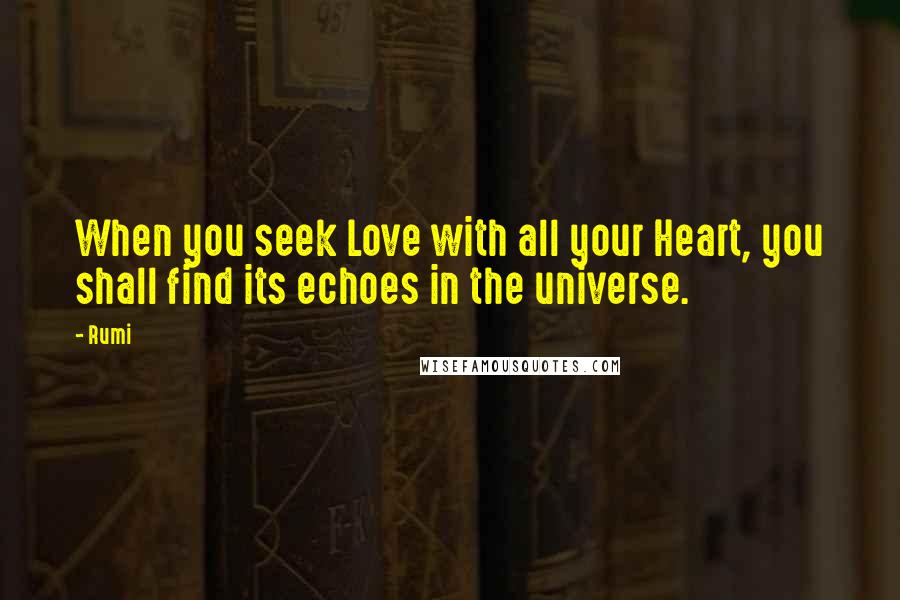 Rumi Quotes: When you seek Love with all your Heart, you shall find its echoes in the universe.