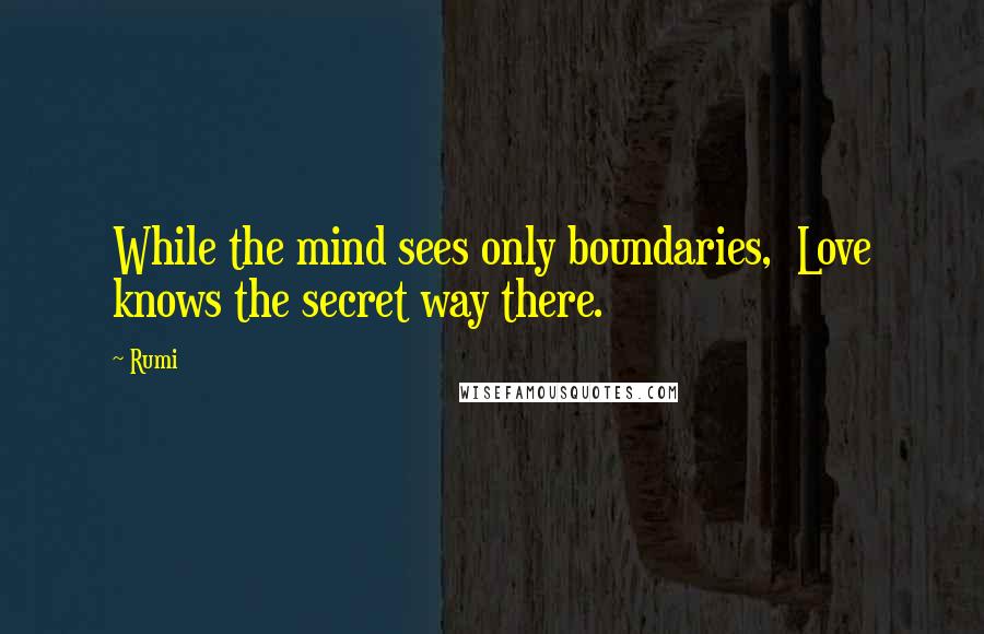 Rumi Quotes: While the mind sees only boundaries, Love knows the secret way there.