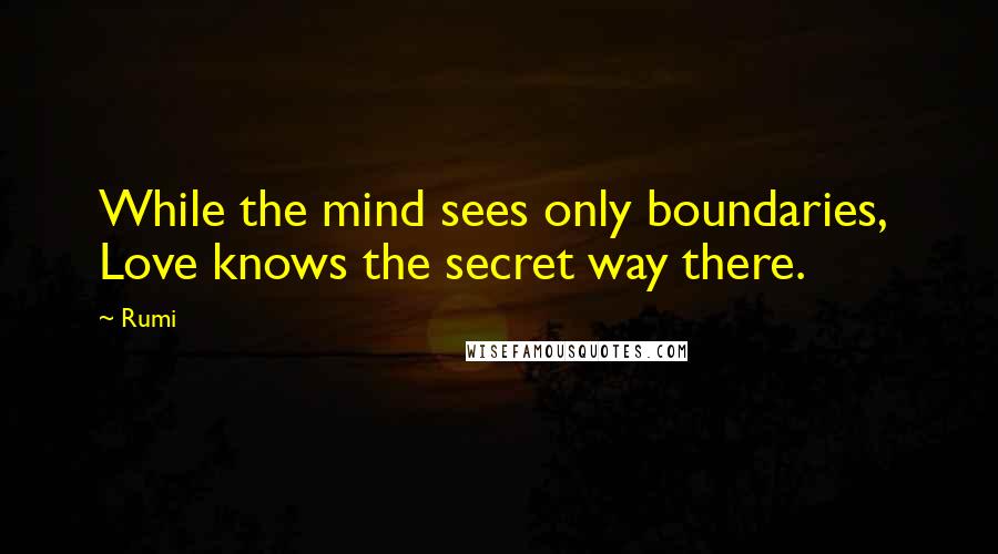 Rumi Quotes: While the mind sees only boundaries, Love knows the secret way there.