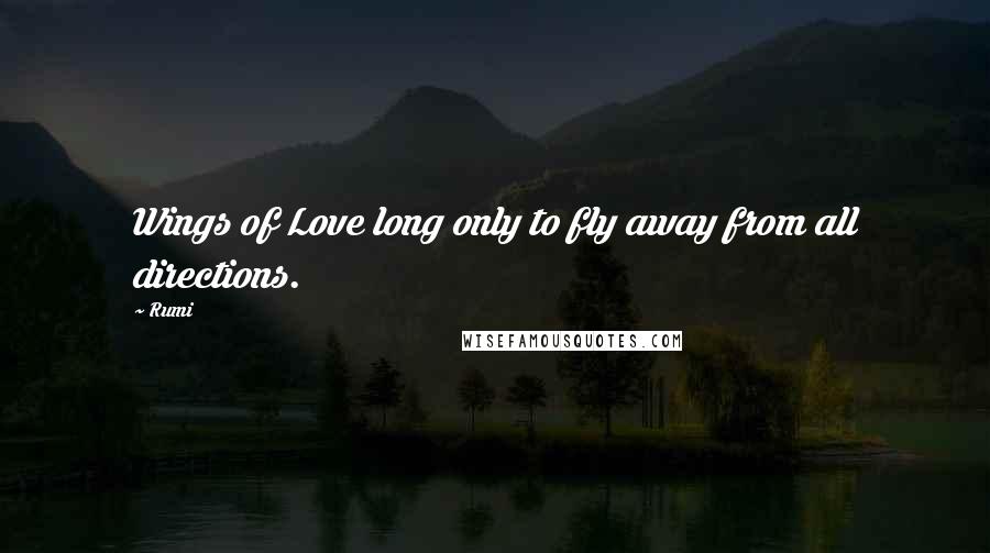 Rumi Quotes: Wings of Love long only to fly away from all directions.