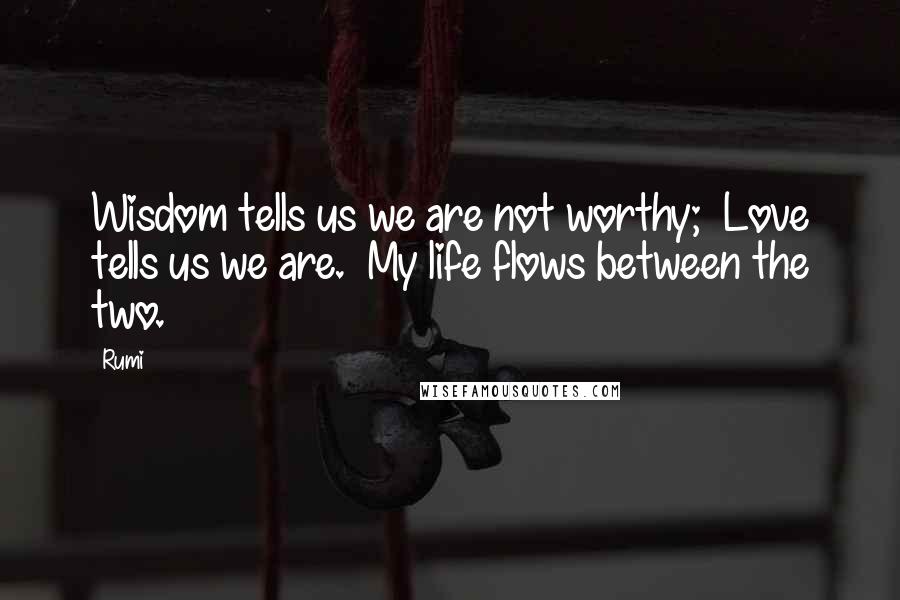 Rumi Quotes: Wisdom tells us we are not worthy; Love tells us we are. My life flows between the two.