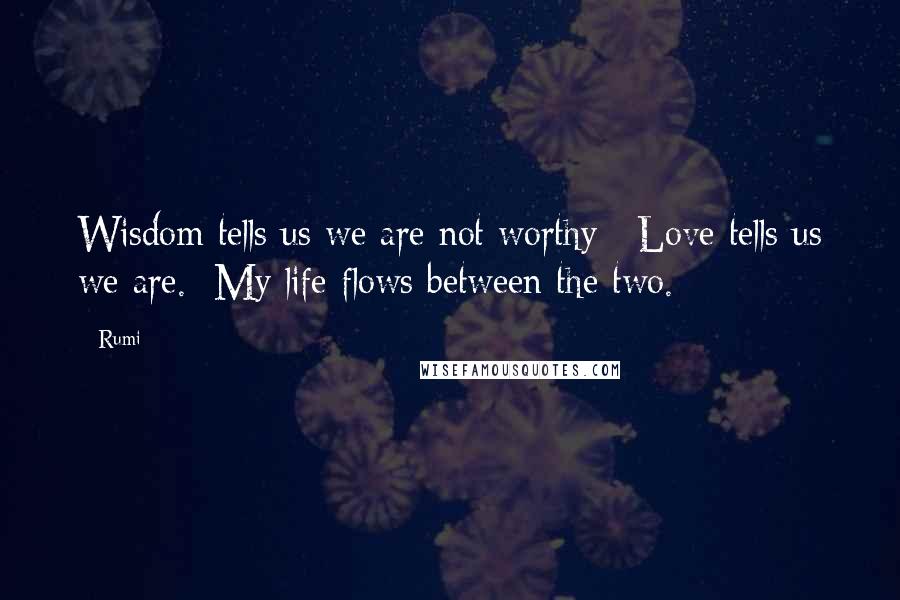 Rumi Quotes: Wisdom tells us we are not worthy; Love tells us we are. My life flows between the two.