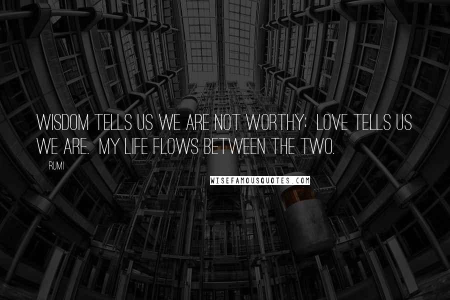 Rumi Quotes: Wisdom tells us we are not worthy; Love tells us we are. My life flows between the two.