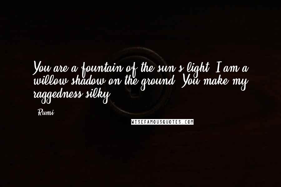 Rumi Quotes: You are a fountain of the sun's light. I am a willow shadow on the ground. You make my raggedness silky.