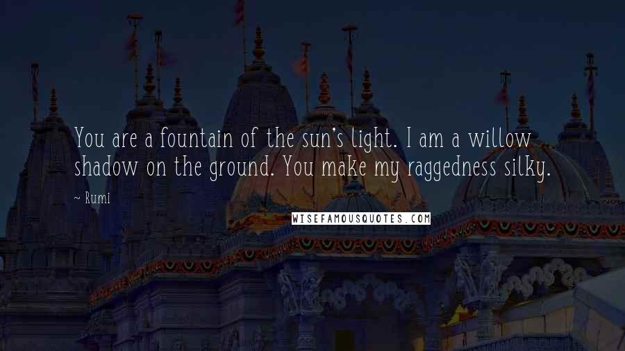 Rumi Quotes: You are a fountain of the sun's light. I am a willow shadow on the ground. You make my raggedness silky.