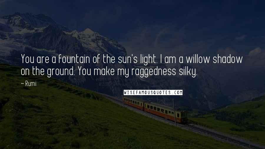 Rumi Quotes: You are a fountain of the sun's light. I am a willow shadow on the ground. You make my raggedness silky.