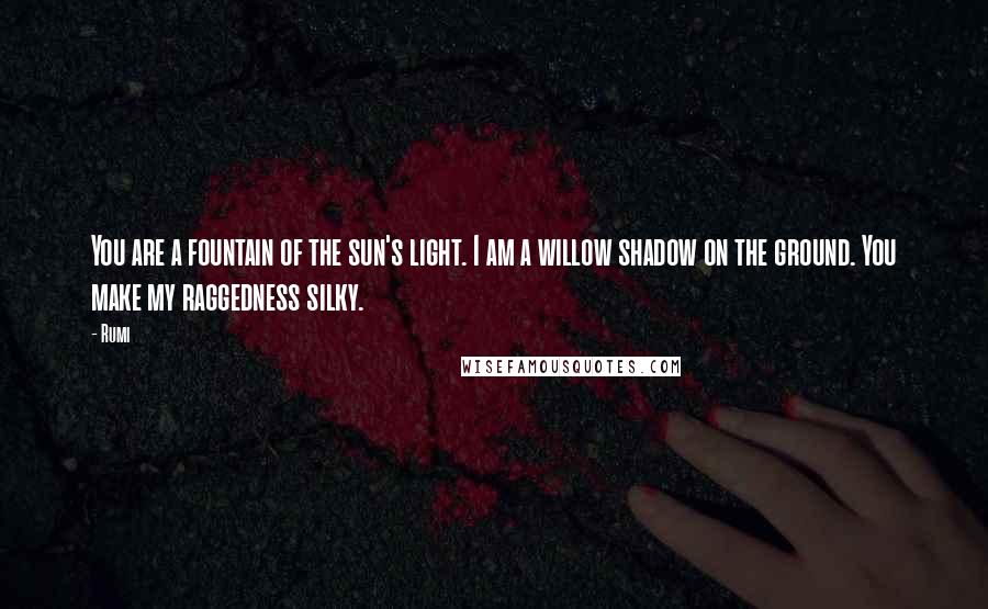 Rumi Quotes: You are a fountain of the sun's light. I am a willow shadow on the ground. You make my raggedness silky.