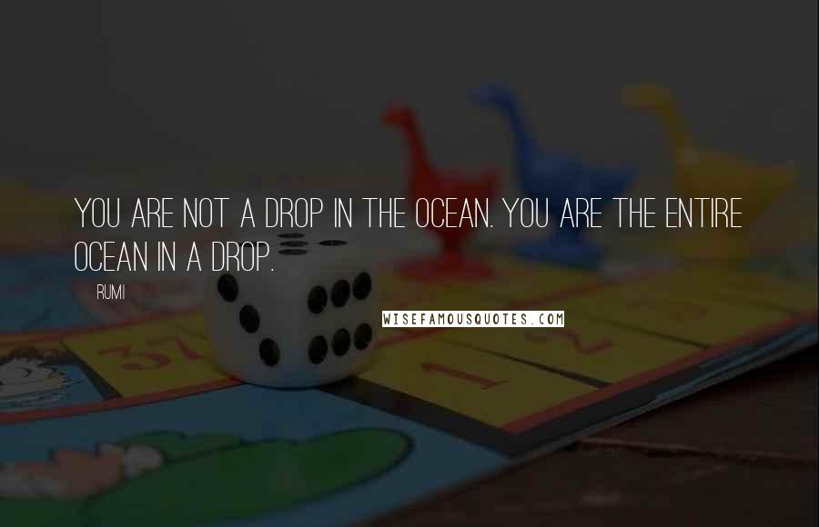 Rumi Quotes: You are not a drop in the ocean. You are the entire ocean in a drop.