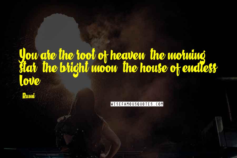 Rumi Quotes: You are the root of heaven, the morning star, the bright moon, the house of endless Love