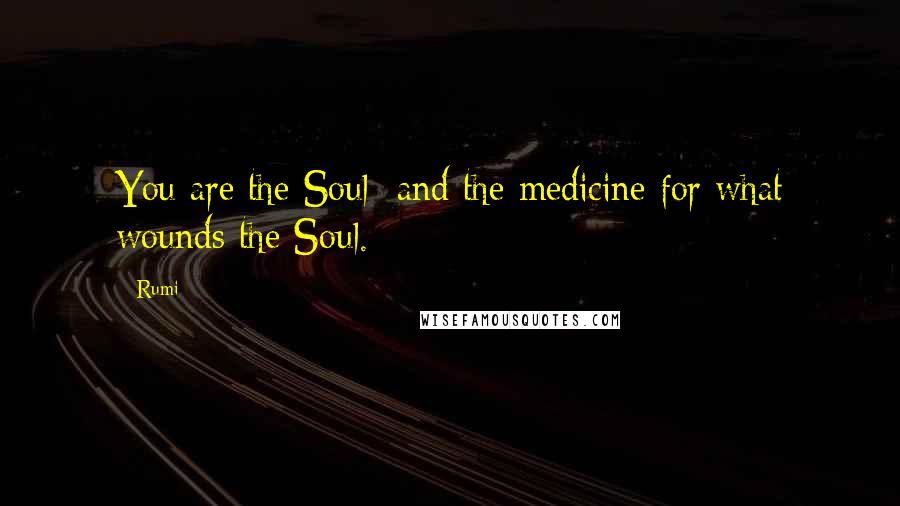 Rumi Quotes: You are the Soul and the medicine for what wounds the Soul.