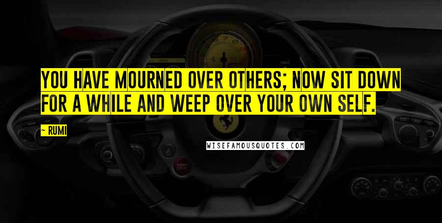 Rumi Quotes: You have mourned over others; now sit down for a while and weep over your own self.