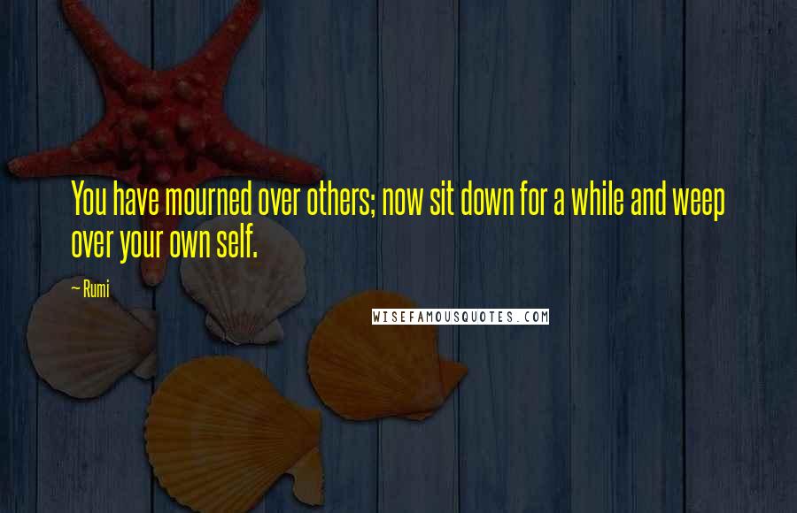 Rumi Quotes: You have mourned over others; now sit down for a while and weep over your own self.