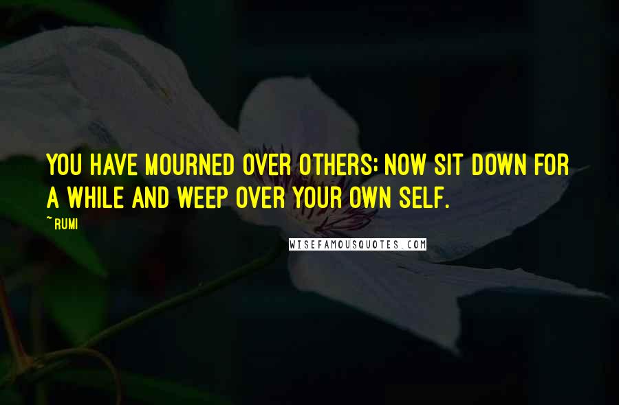 Rumi Quotes: You have mourned over others; now sit down for a while and weep over your own self.