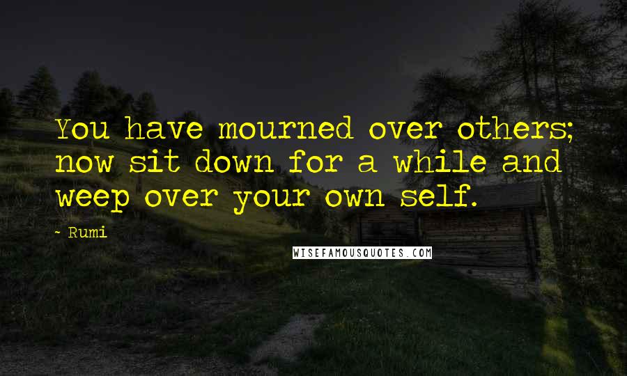 Rumi Quotes: You have mourned over others; now sit down for a while and weep over your own self.