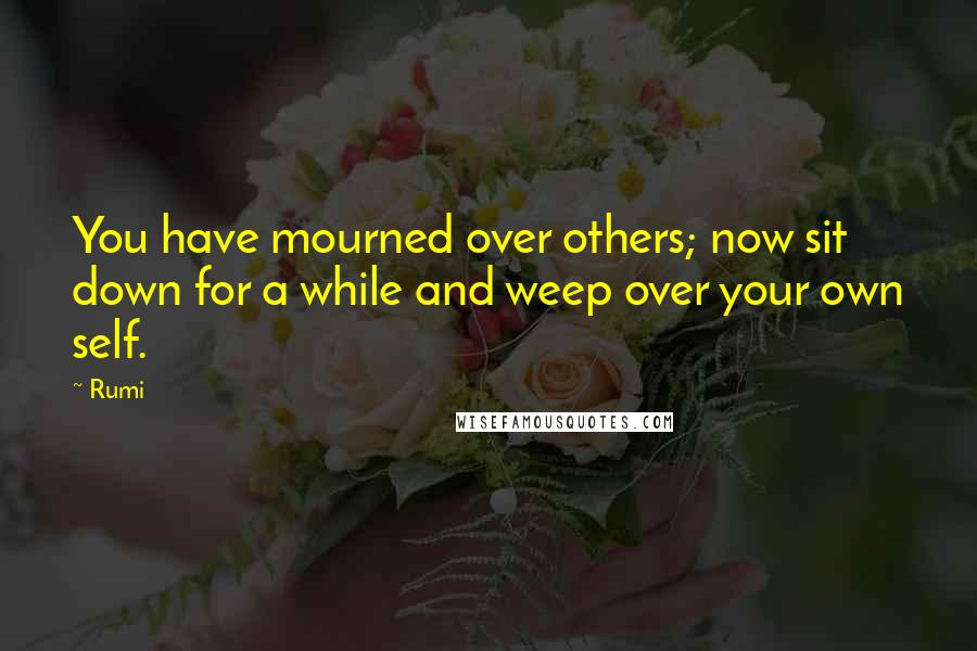 Rumi Quotes: You have mourned over others; now sit down for a while and weep over your own self.