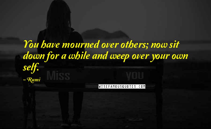 Rumi Quotes: You have mourned over others; now sit down for a while and weep over your own self.