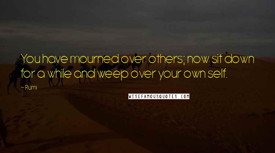 Rumi Quotes: You have mourned over others; now sit down for a while and weep over your own self.