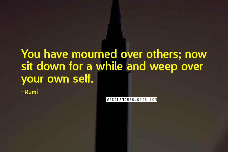 Rumi Quotes: You have mourned over others; now sit down for a while and weep over your own self.