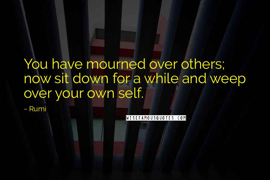 Rumi Quotes: You have mourned over others; now sit down for a while and weep over your own self.