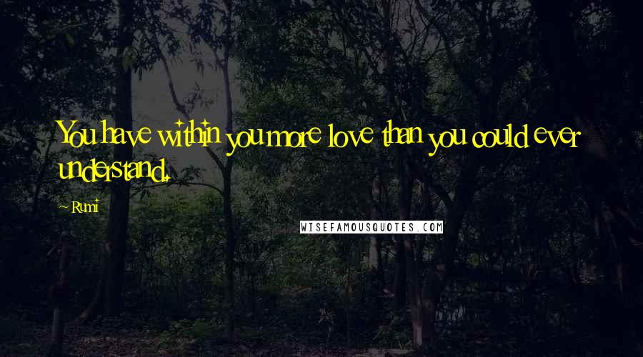 Rumi Quotes: You have within you more love than you could ever understand.