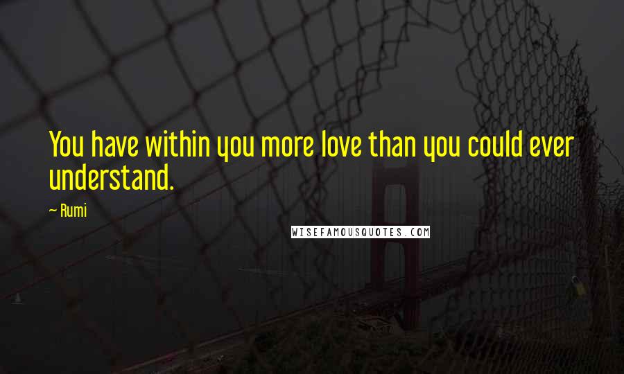 Rumi Quotes: You have within you more love than you could ever understand.