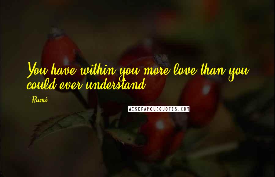 Rumi Quotes: You have within you more love than you could ever understand.