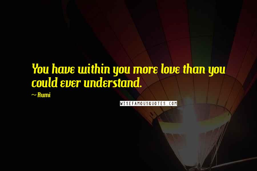 Rumi Quotes: You have within you more love than you could ever understand.