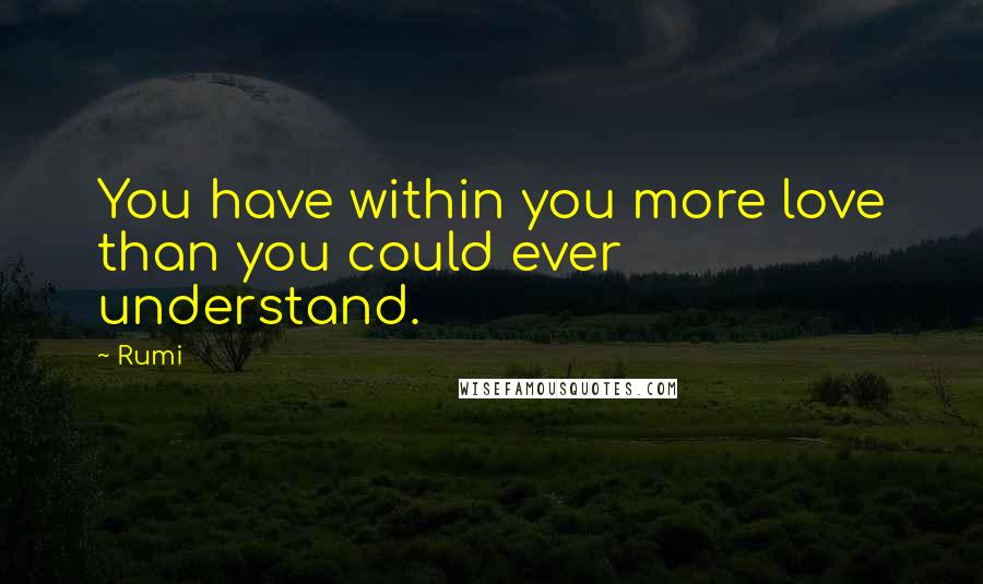 Rumi Quotes: You have within you more love than you could ever understand.